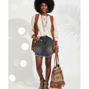 WE THE FREE NWT women's 26 Bailey denim mini skirt in Maverick